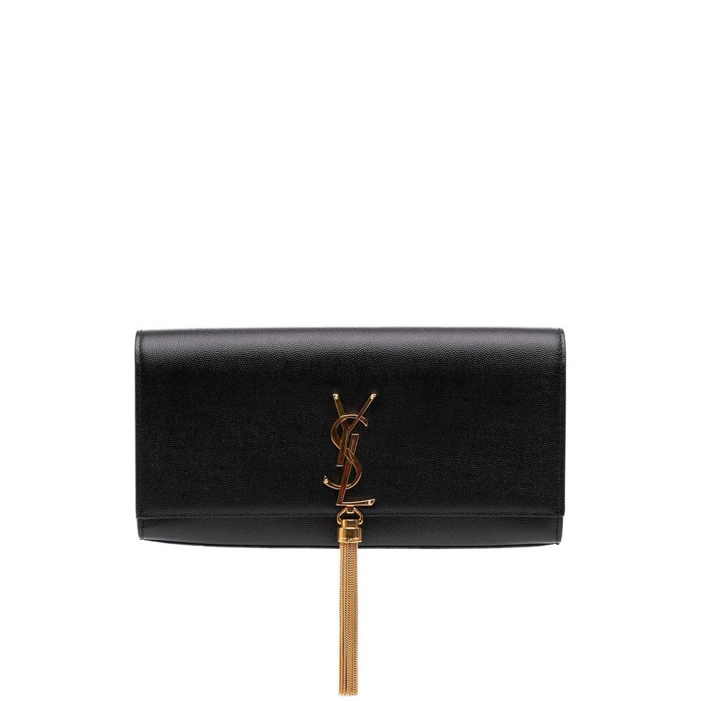 Pre-Loved Saint Laurent Grain de Poudre Monogram Kate Tassel Clutch